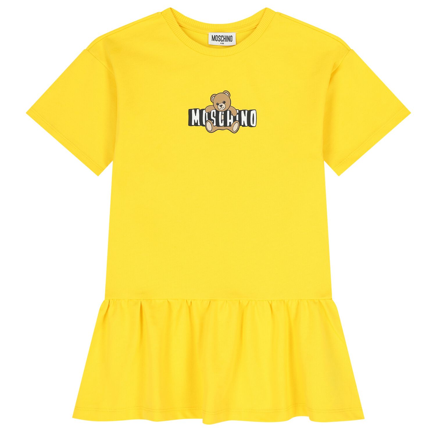 Girls Yellow Teddy Bear Logo Dress, 6, hi-res