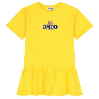 Girls Yellow Teddy Bear Logo Dress