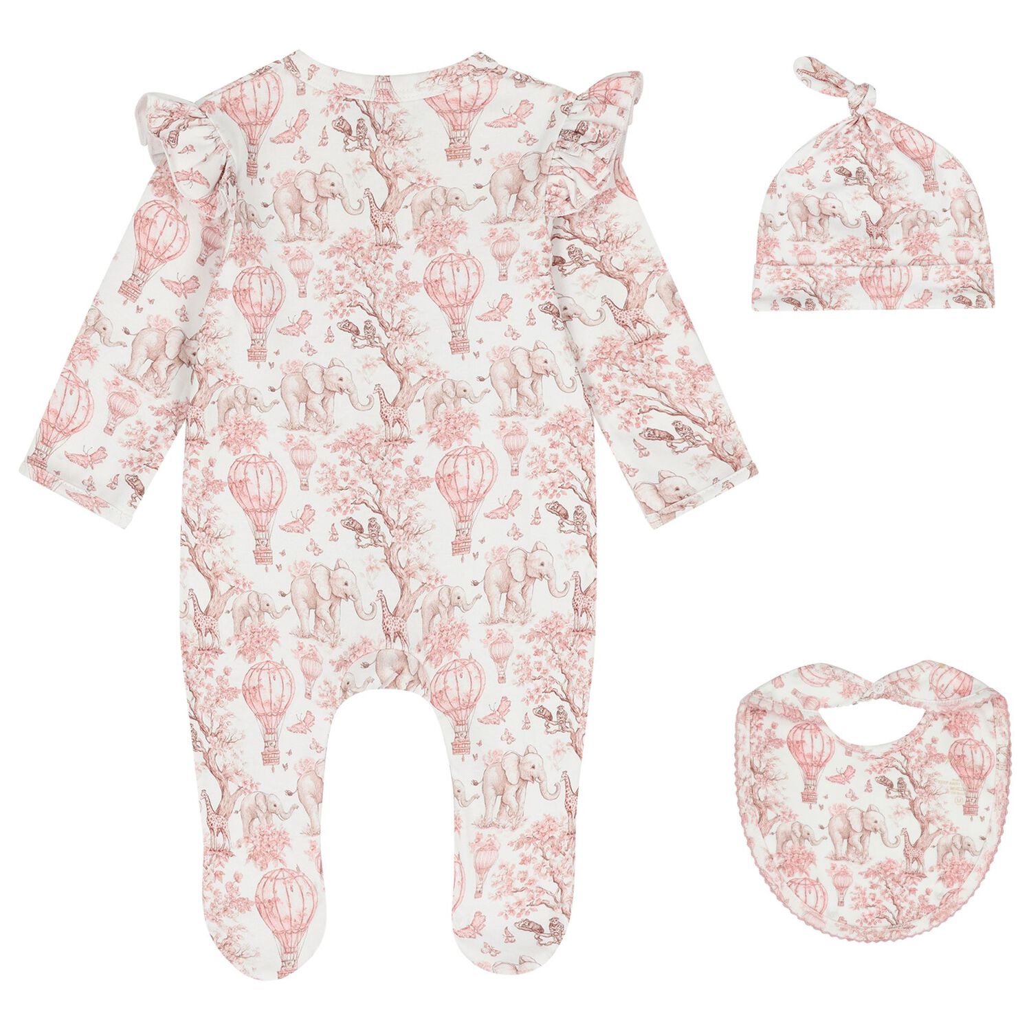 Baby Girls White & Pink Africa Babygrow Gift Set, 1, hi-res