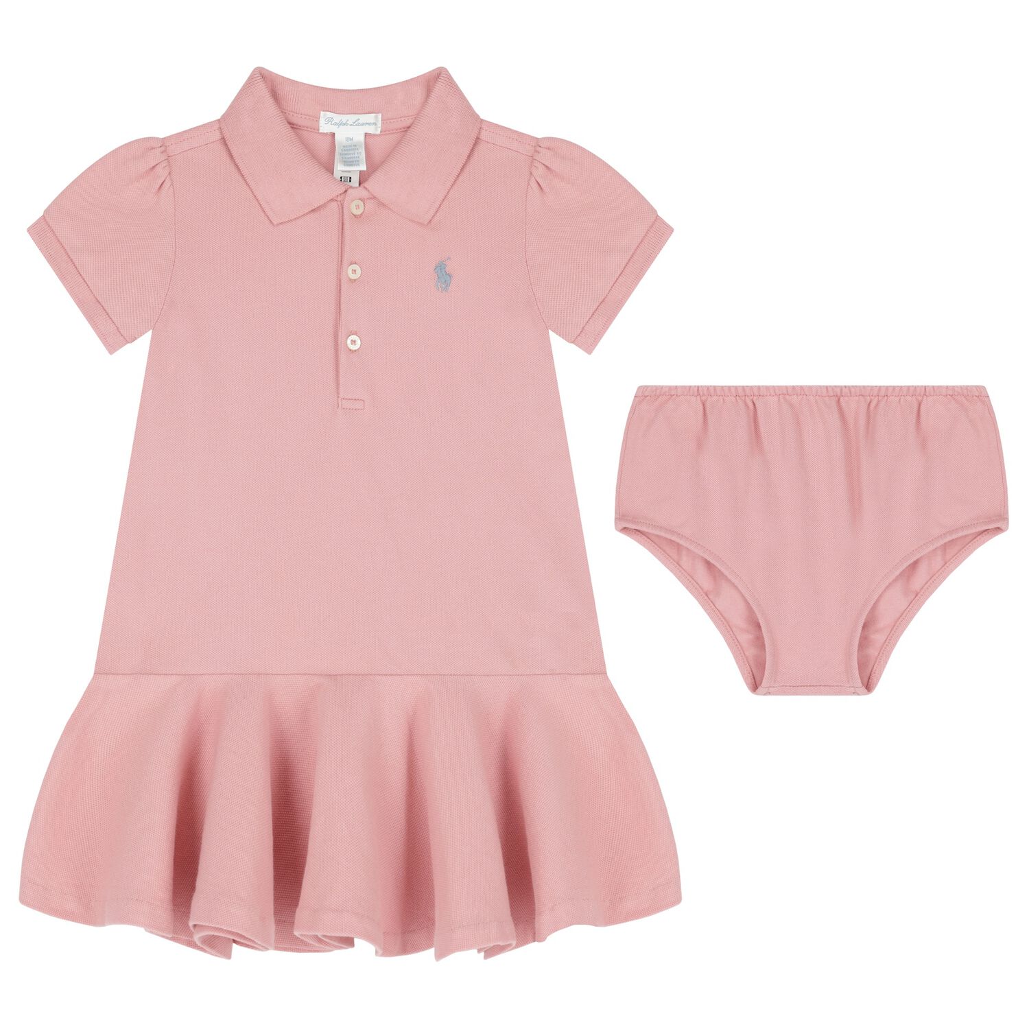 Baby Girls Pink Logo Polo Dress Set, 1, hi-res