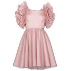 Girls Pink Tulle Ruffle Dress, 1, hi-res