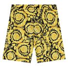 Boys Black & Gold Barocco Shorts, 1, hi-res