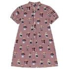 Girls White & Red Polo Bear Striped Dress, 1, hi-res