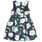 Girls Navy & White Floral Dress, 1, hi-res
