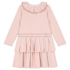 Girls Pink Pleated Dress, 1, hi-res