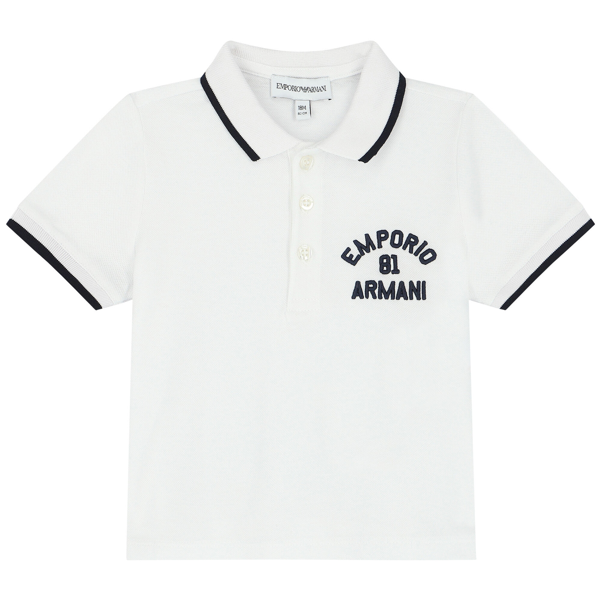 Emporio Armani Younger Boys White Logo Polo Shirt Junior Couture UK