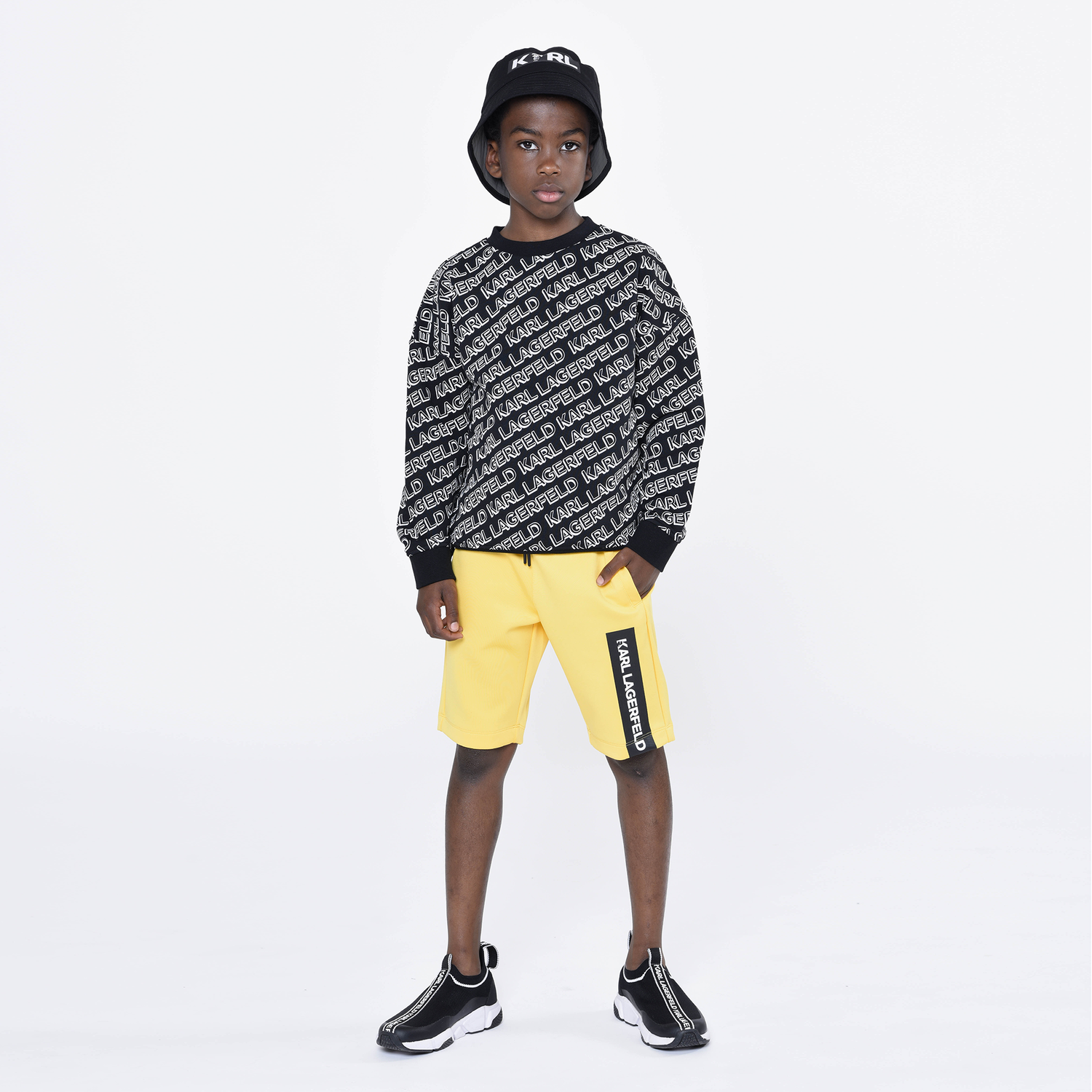 Boys Yellow Logo Shorts, 1, hi-res