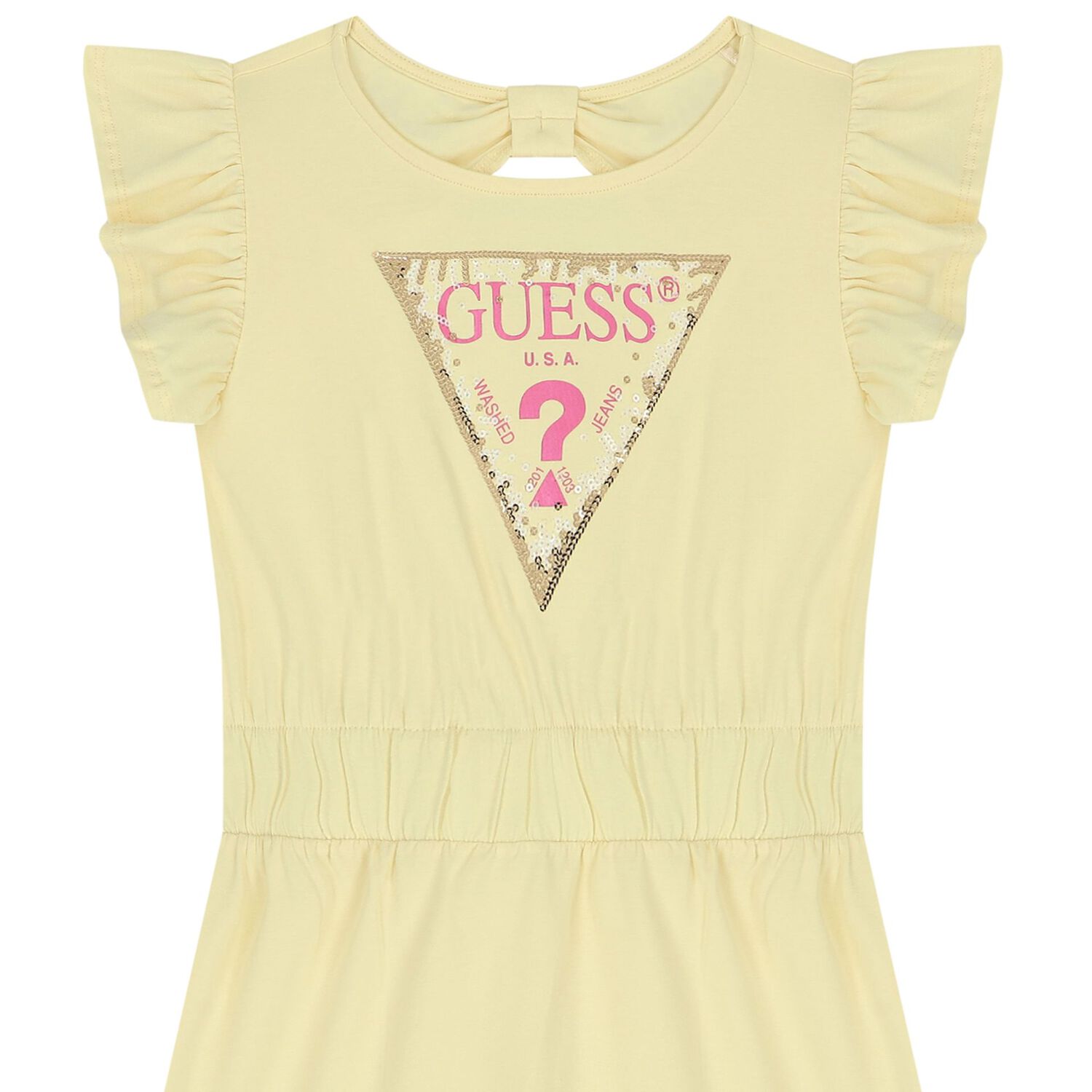Girls Yellow Logo Dress, 1, hi-res