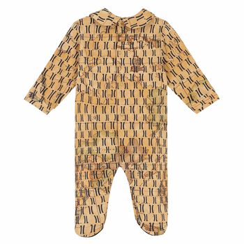 Baby Boys Beige Geo Map Babygrow