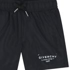 Boys Black Logo Swim Shorts, 1, hi-res