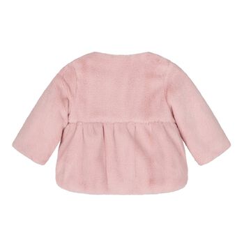 Baby Girls Pink Faux Fur Peplum Coat