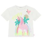 Girls White Pink Unicorn Flamingo T-Shirt, 1, hi-res