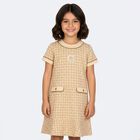 Girls Beige Logo Dress, 2, hi-res