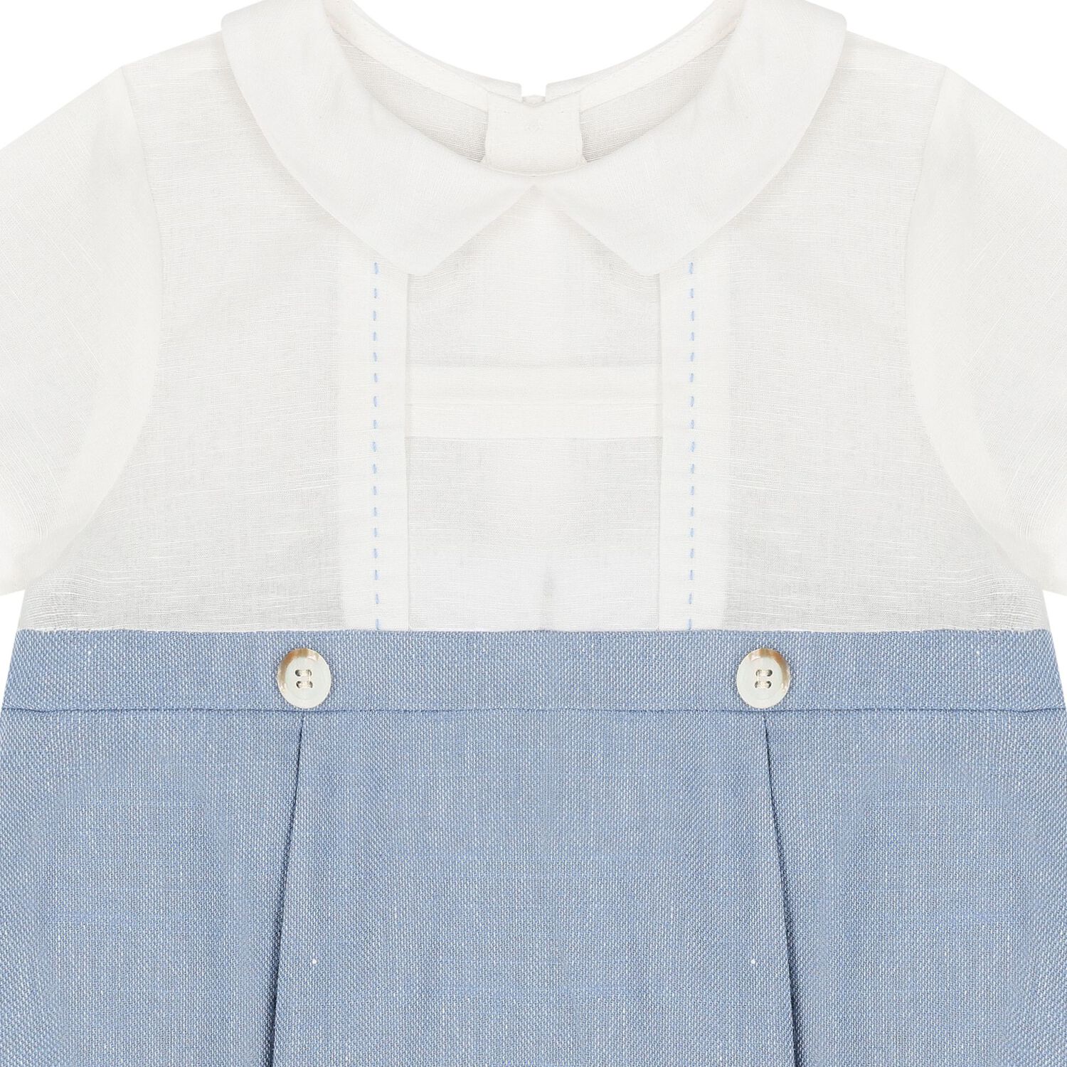 Baby Boys White & Blue Romper, 2, hi-res
