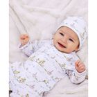Baby Boys White Animals Hat, 1, hi-res