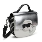 Girls Silver Logo Handbag, 1, hi-res