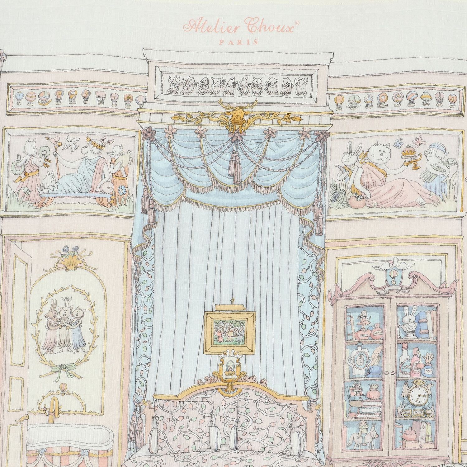 Baby Girls Pink French Bedroom Swaddle Carré Blanket, 1, hi-res