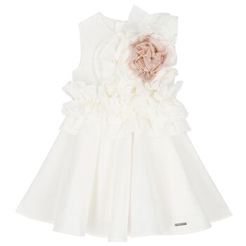 Girls White Ruffle Dress