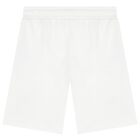 Boys White Teddy Bear Logo Shorts, 1, hi-res