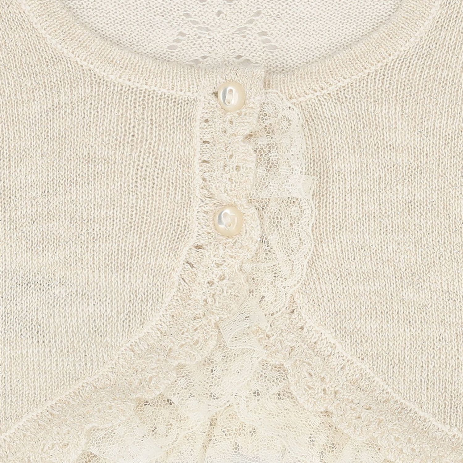 Baby Girls Gold Lace Trim Cardigan, 3, hi-res