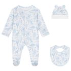 Baby Boys White & Blue Africa Babygrow Gift Set, 1, hi-res