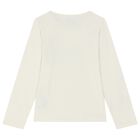 Girls Ivory Logo Long Sleeve Top, 1, hi-res