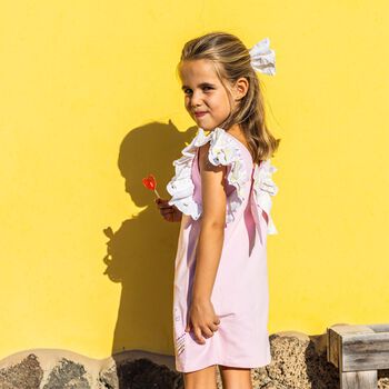 Girls Pink Bow Dress