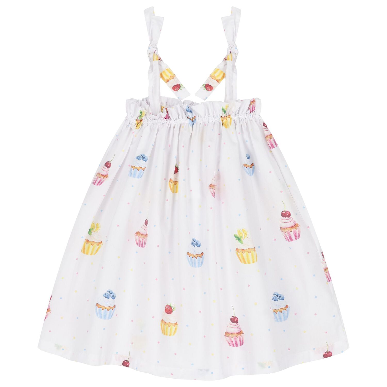 Girls White Cupcakes Beach Dress, 2, hi-res image number null