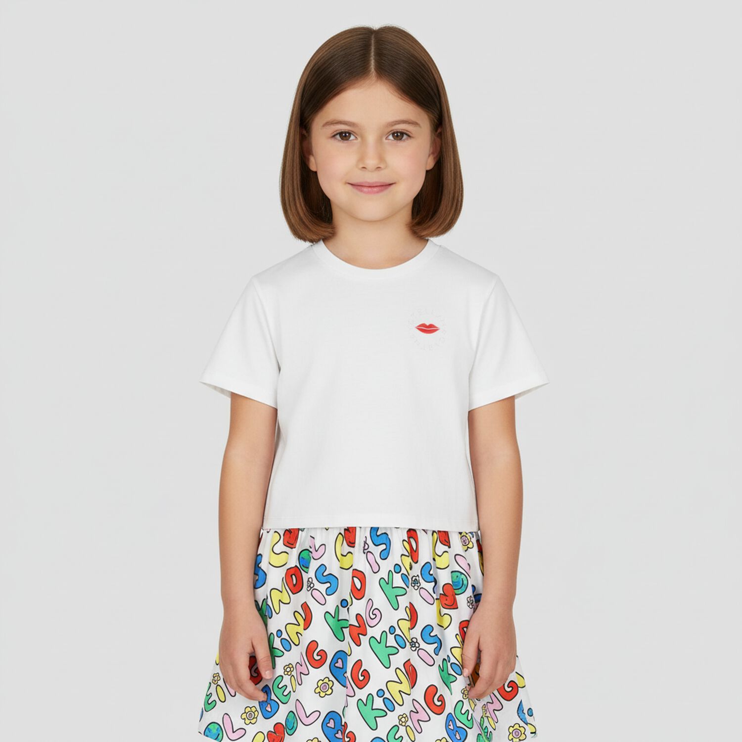 Girls White Logo T-Shirt, 1, hi-res