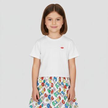 Girls White Logo T-Shirt