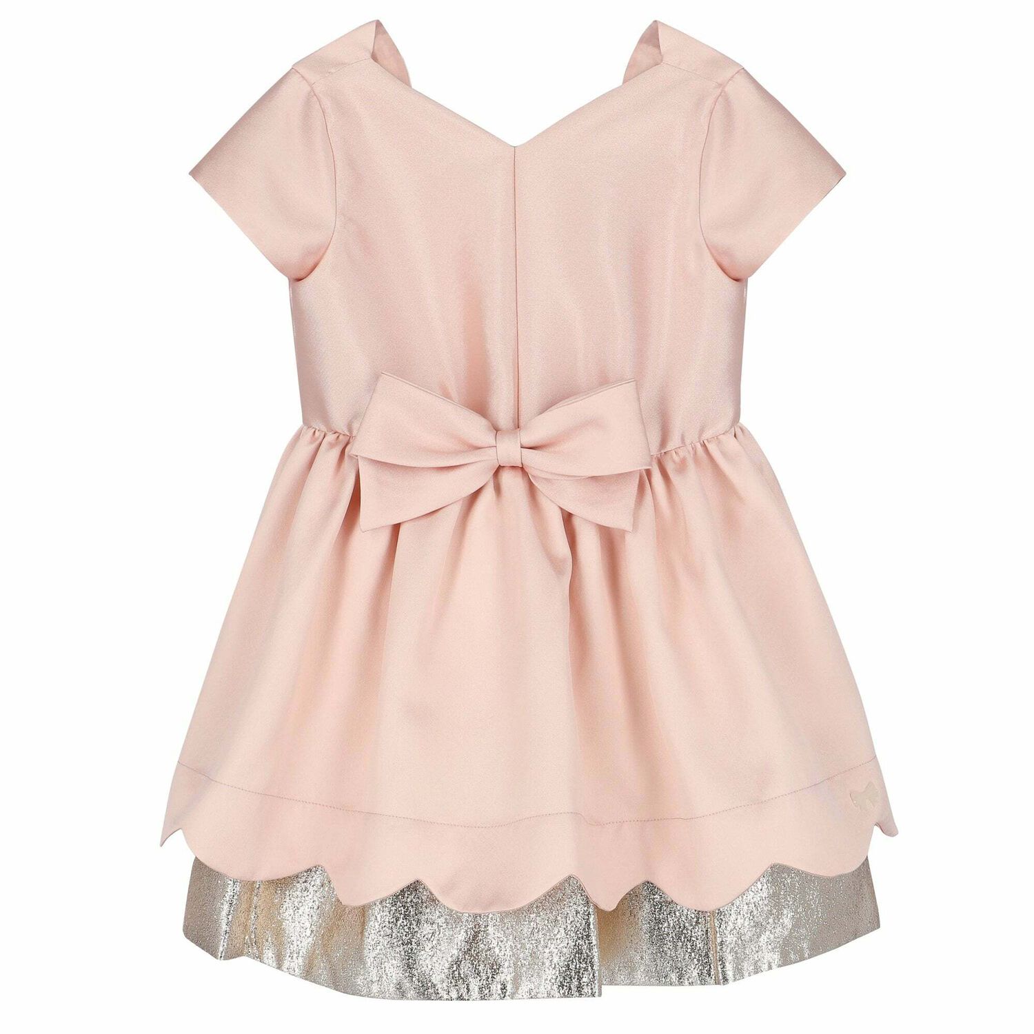 Girls Pink & Gold Bow Dress, 1, hi-res