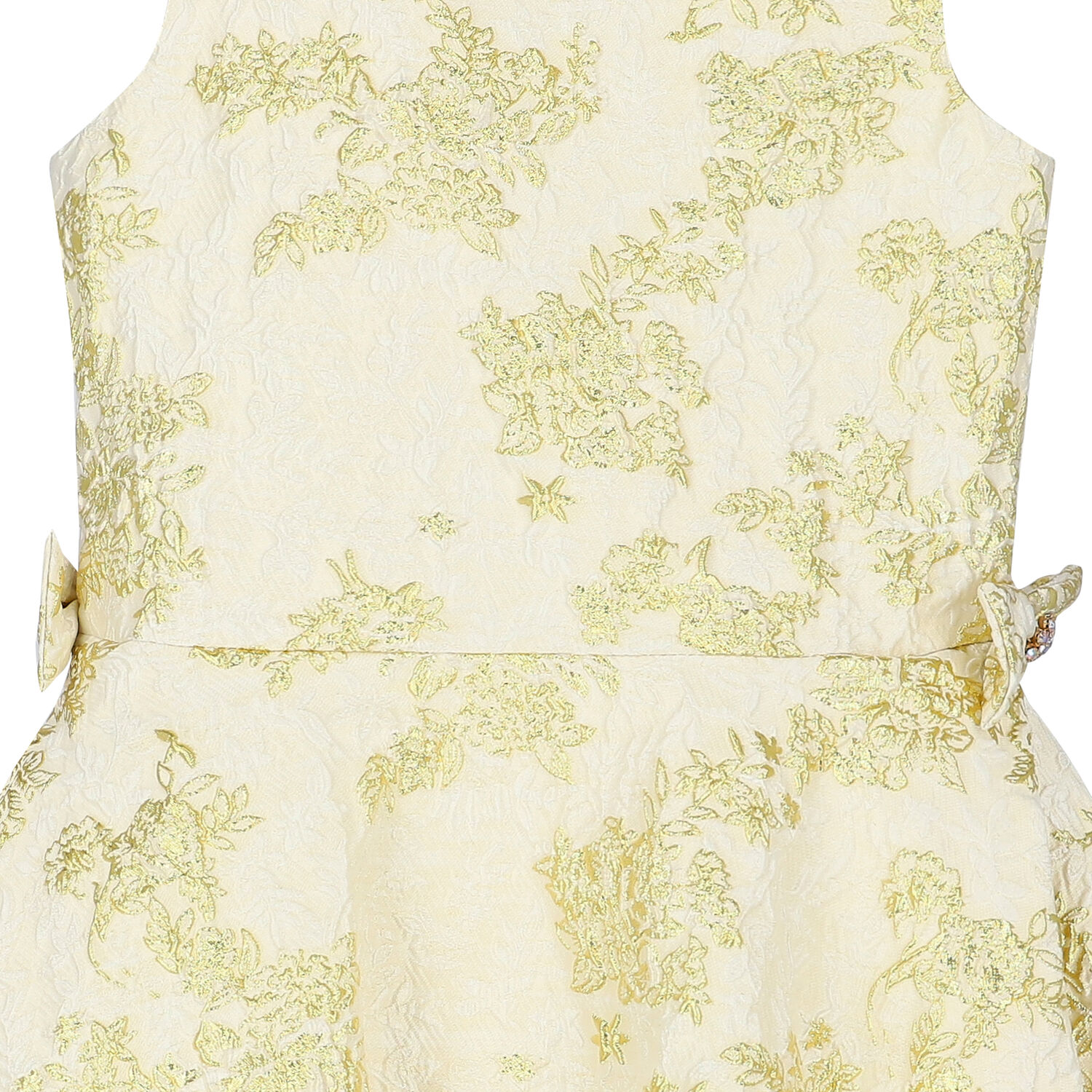 Girls Ivory & Gold Brocade Dress, 1, hi-res
