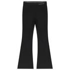 Girls Black Logo Trousers, 1, hi-res