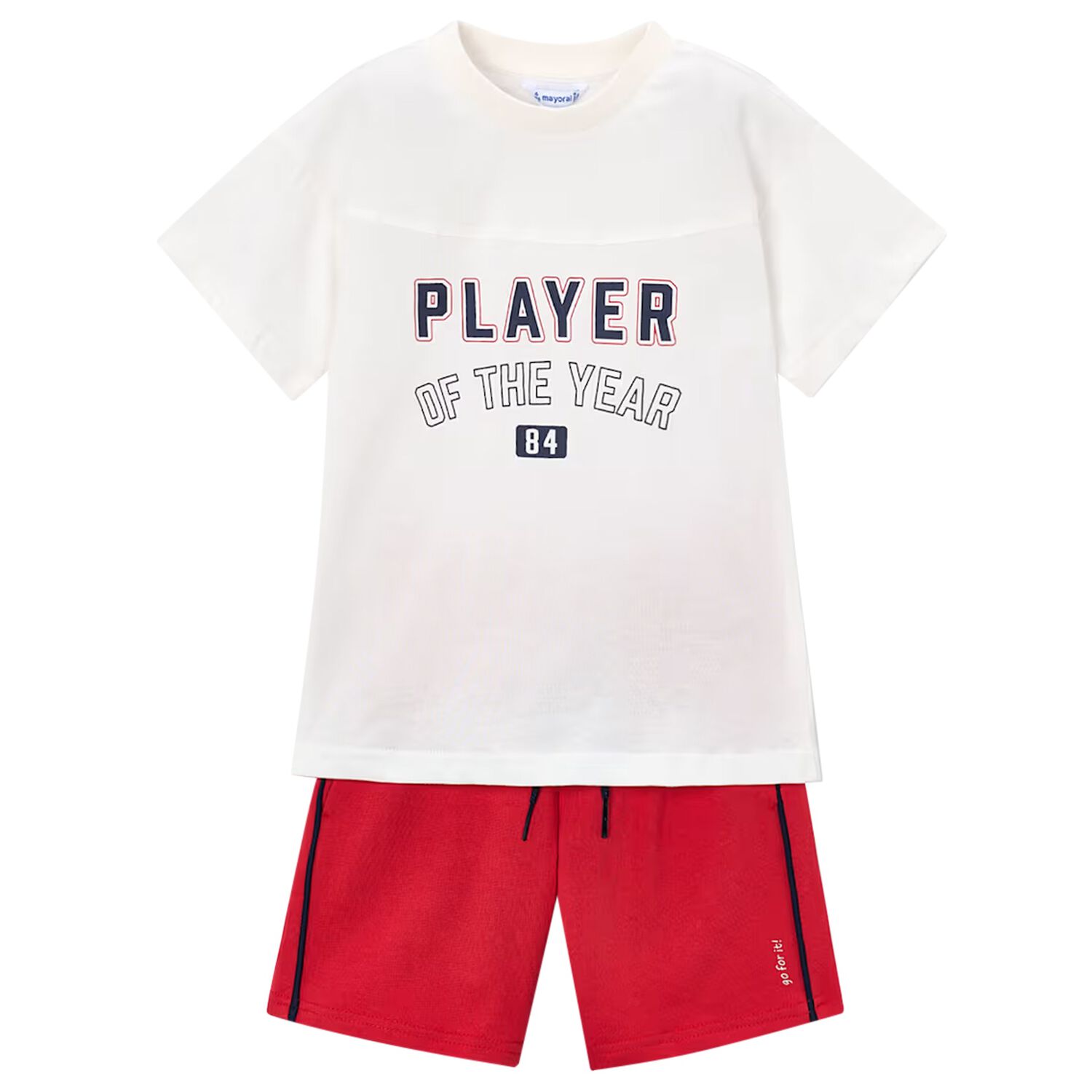 Boys White & Red Shorts Set, 2, hi-res