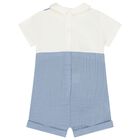 Baby Boys White & Blue Romper Set, 2, hi-res