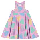 Girls Pink Shell Flared Dress, 1, hi-res