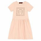 Girls Pink Logo Dress, 2, hi-res