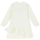 Girls Ivory Teddy Bear Logo Dress, 2, hi-res