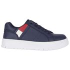 Boys Navy Blue Logo Trainers, 2, hi-res
