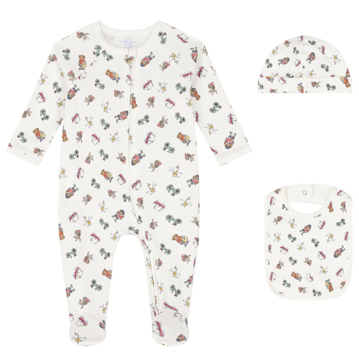 Baby Boys Ivory Playful Bear Babygrow Set, 1, hi-res