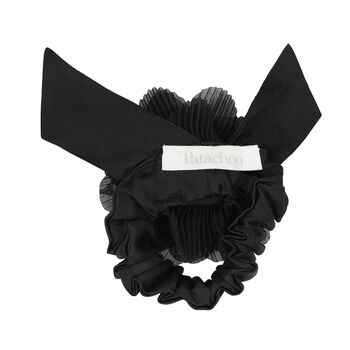 Girls Black Flower Scrunchie