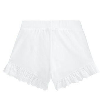 Girls White Logo Shorts