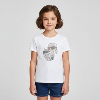 Girls White Ikonik Logo T-Shirt