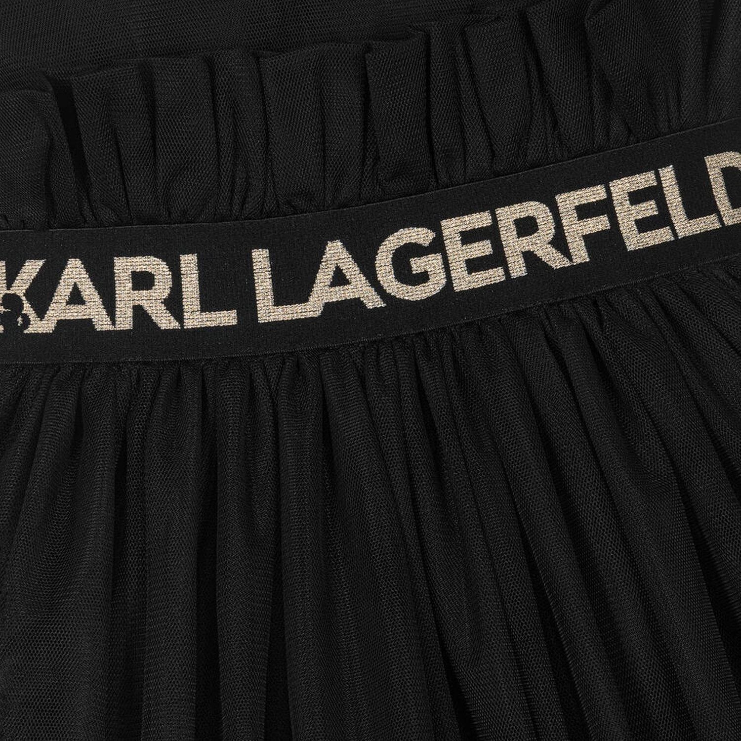 Girls Black Logo Tulle Dress, 1, hi-res image number null