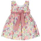Younger Girls White, Green & Pink Floral Dress, 1, hi-res