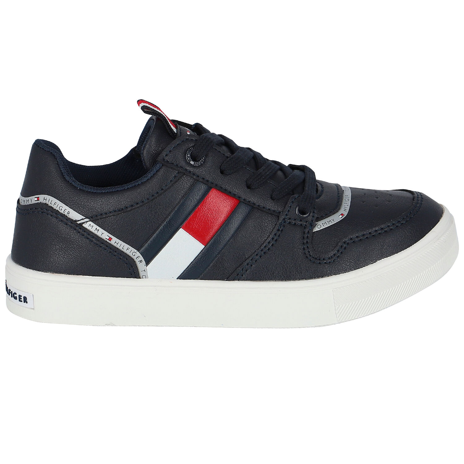 Boys Navy Logo Trainers, 1, hi-res