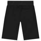 Younger Boys Black Logo Shorts, 1, hi-res