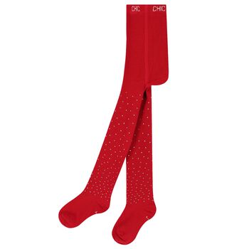 Girls Red Logo Tights