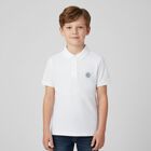 Boys White Logo Polo Shirt, 1, hi-res