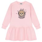 Girls Pink Teddy Bear Logo Dress, 1, hi-res